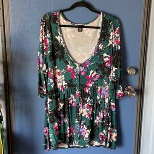 Floral Green Women's Top